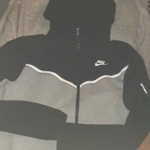 black and grey Nike tech fleece hoodie